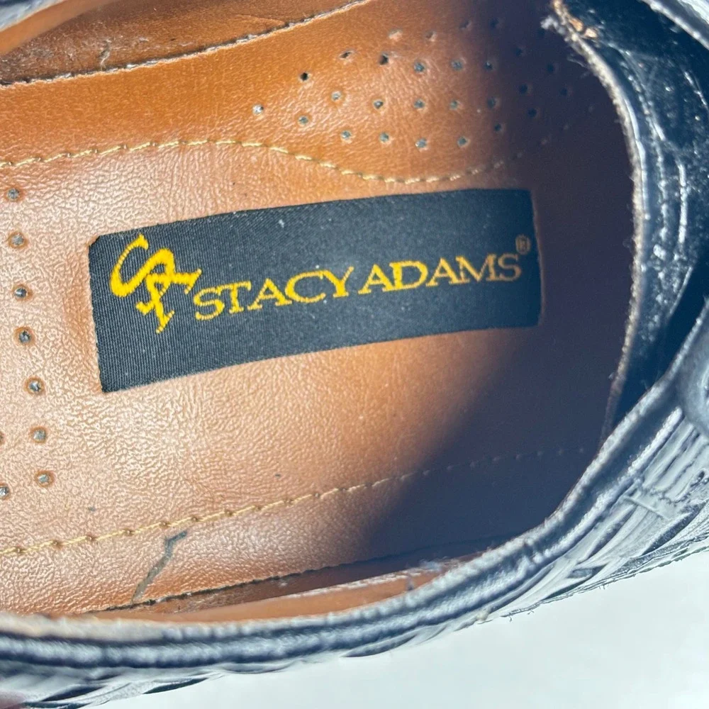 Stacy Adams Woven Oxford Mens 10 M Black‎ Good Leather Brogue Formal Dress Shoes